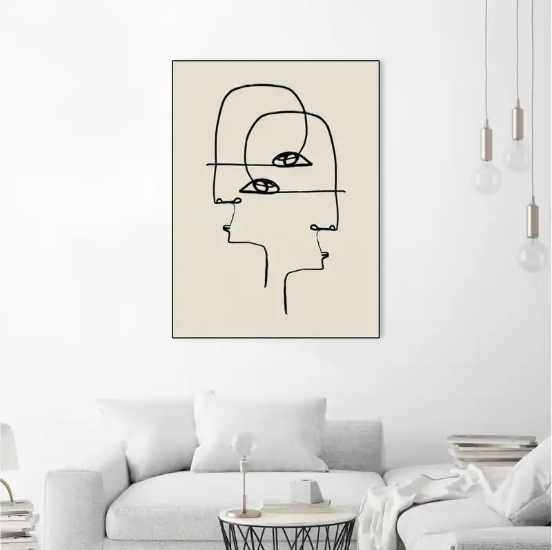 Faces Canvas Framed Black 24x32 Wall Art