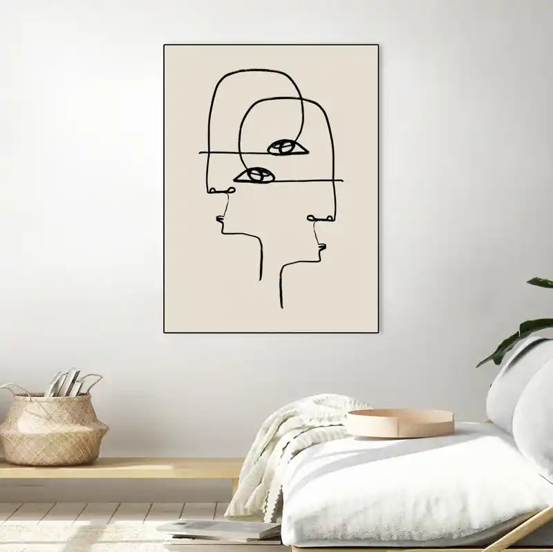Faces Canvas Framed Black 24x32 Wall Art