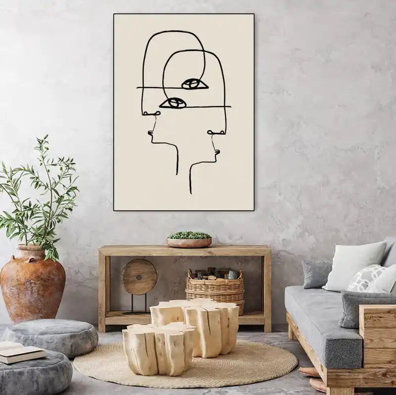 Faces Canvas Framed Black 24x32 Wall Art