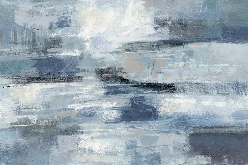 Clear Water Indigo And Gray Giant Art 84x54 Wall Art
