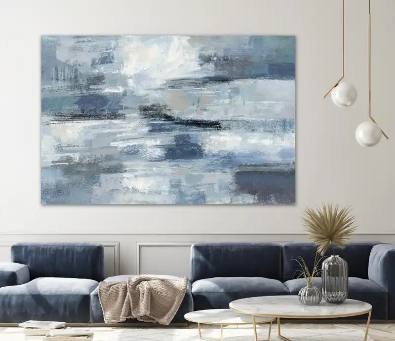 Clear Water Indigo And Gray Giant Art 84x54 Wall Art