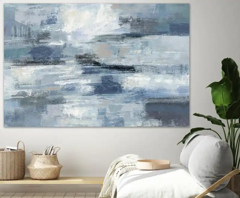 Clear Water Indigo And Gray Giant Art 84x54 Wall Art