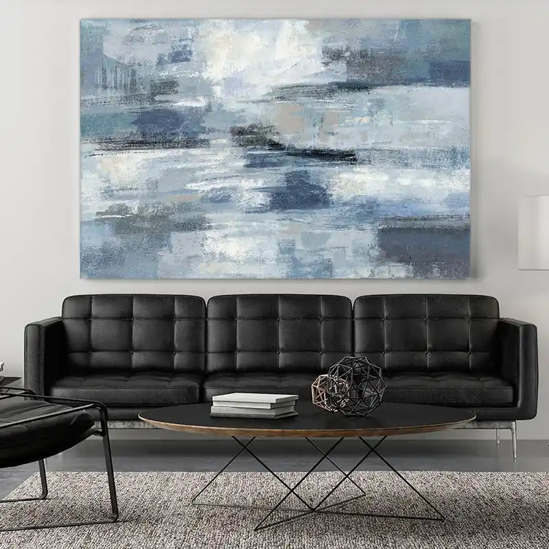 Clear Water Indigo And Gray Giant Art 84x54 Wall Art