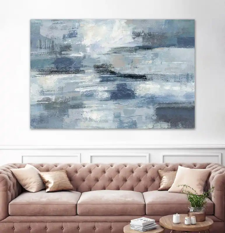 Clear Water Indigo And Gray Giant Art 84x54 Wall Art
