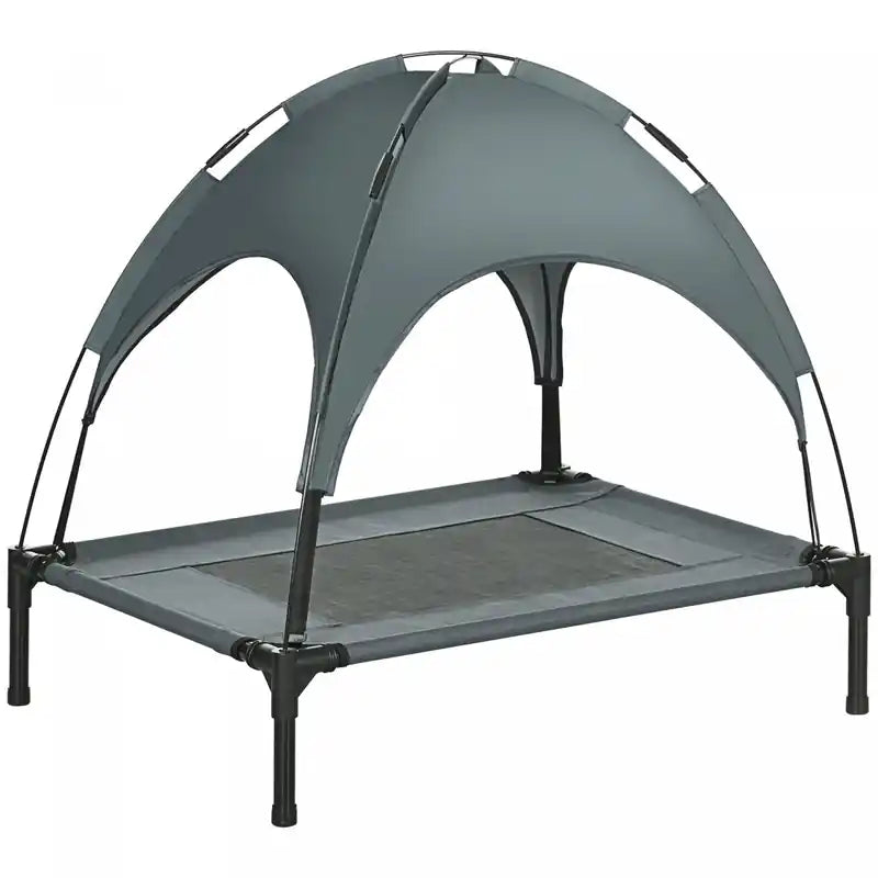 Pawhut Elevated Cooling Pet Bed Portable Raised Dog Cot With Canopy For Medium Sized Dogs, Indoor &