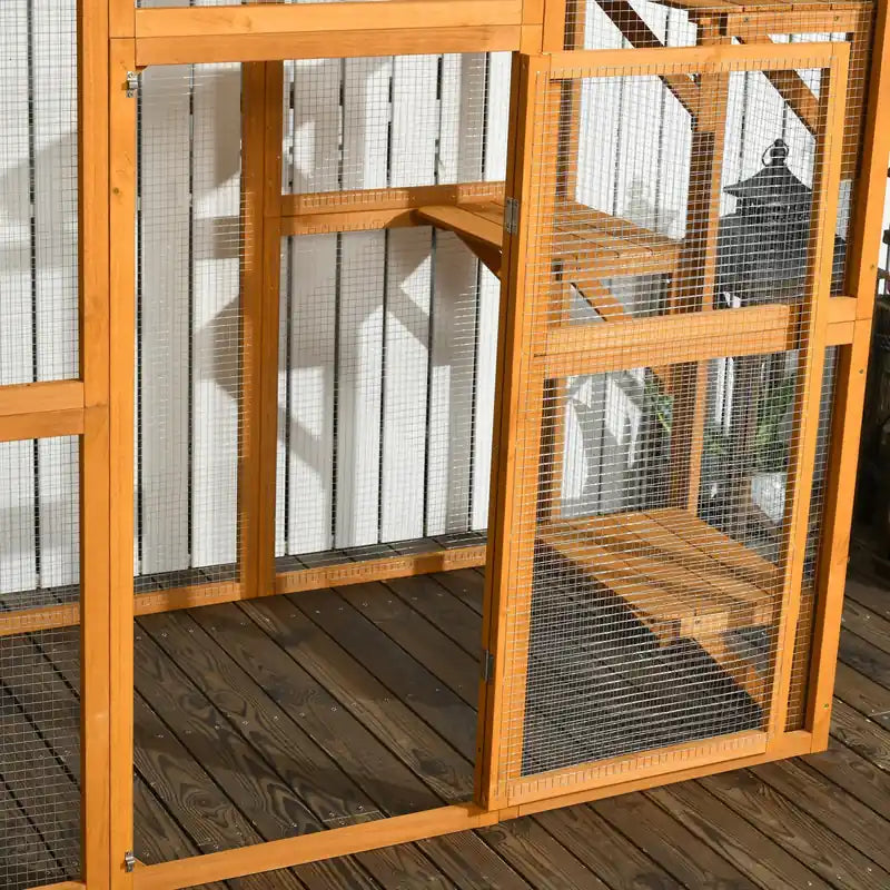 Large Outdoor Catio Enclosure, Weatherproof Cat House With Asphalt Roof, Wooden Cat Patio Cag