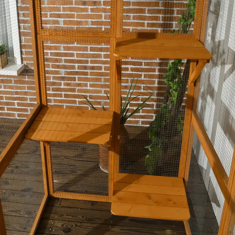 Large Outdoor Catio Enclosure, Weatherproof Cat House With Asphalt Roof, Wooden Cat Patio Cag