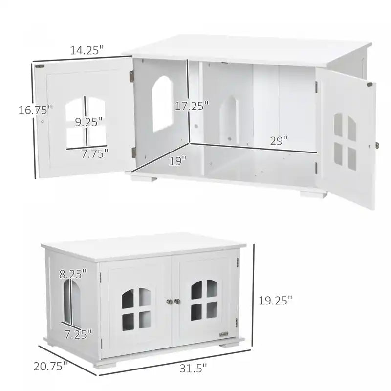 Cat Litter Box Enclosure Hidden Cat Furniture Cabinet Indoor Cat Washroom Double-door Nightst