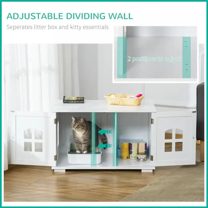 Cat Litter Box Enclosure Hidden Cat Furniture Cabinet Indoor Cat Washroom Double-door Nightst