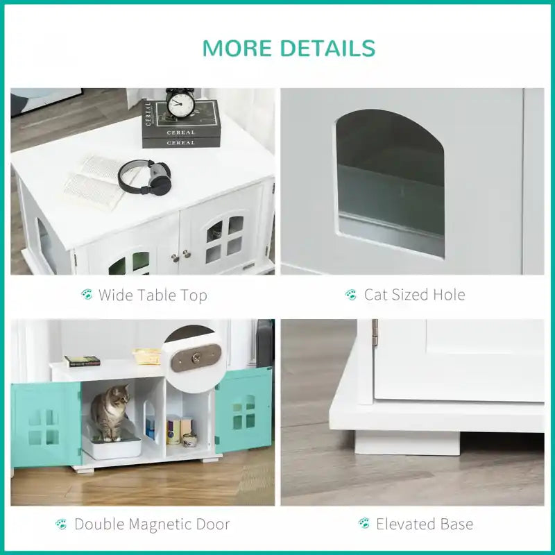 Cat Litter Box Enclosure Hidden Cat Furniture Cabinet Indoor Cat Washroom Double-door Nightst
