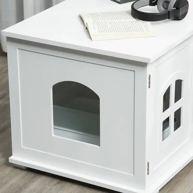 Cat Litter Box Enclosure Hidden Cat Furniture Cabinet Indoor Cat Washroom Double-door Nightst