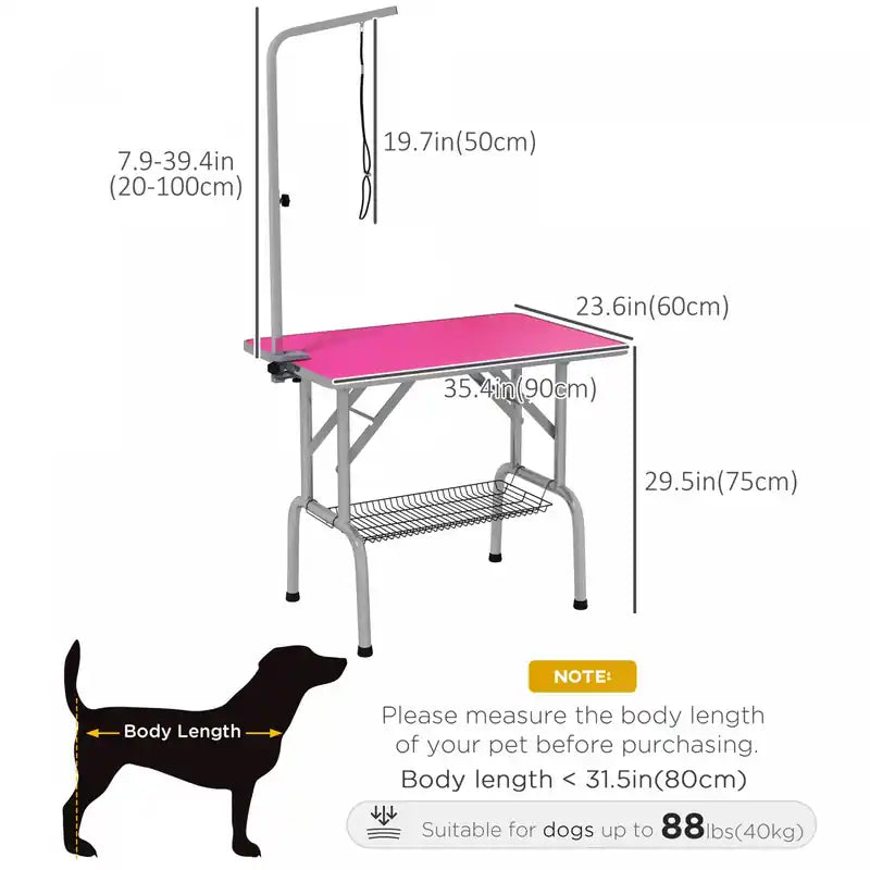 Dog Grooming Table With Adjustable Grooming Arm, Pet Grooming Table For Dogs With Storage She