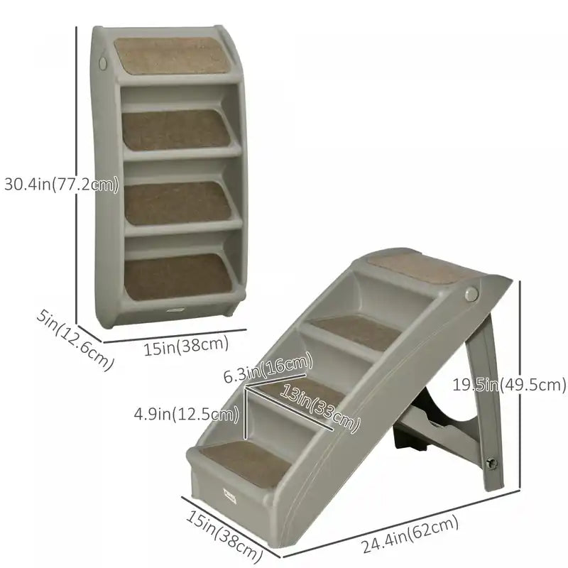 4-level Portable Dog Stairs, Foldable Dog Steps For Small Dogs, Lightweight Cat Steps, With N