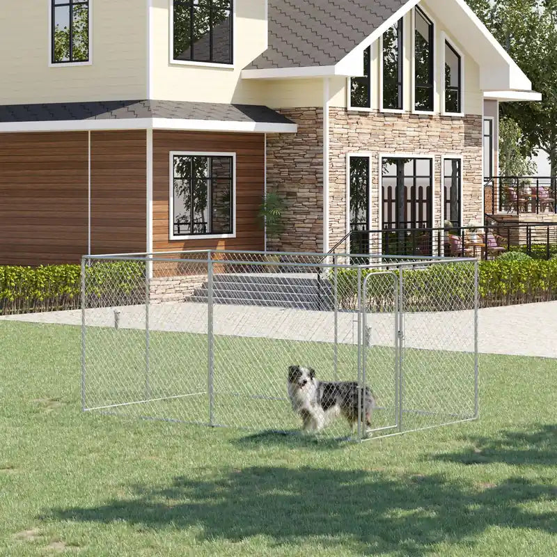 99 Sq. Ft. Dog Playpen Outdoor, Walk-in Dog Run Kennel Puppy Exercise Pen With Galvanized Ste