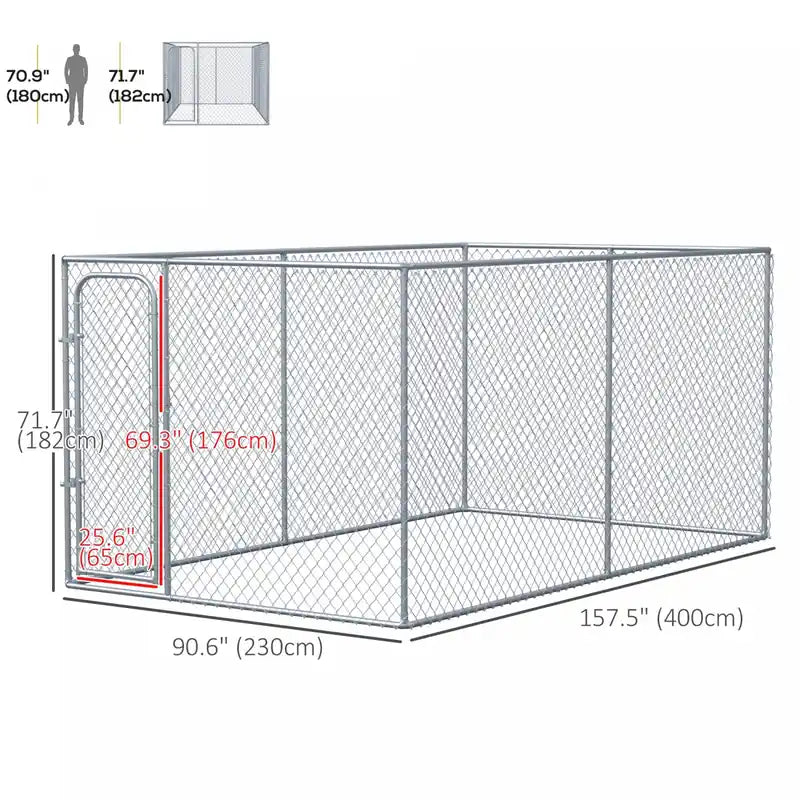 99 Sq. Ft. Dog Playpen Outdoor, Walk-in Dog Run Kennel Puppy Exercise Pen With Galvanized Ste