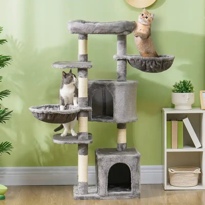 52.5 Cat Tree, Cat Tower For Indoor Cats With Scratching Posts, Cat Condos, Bed, Platforms