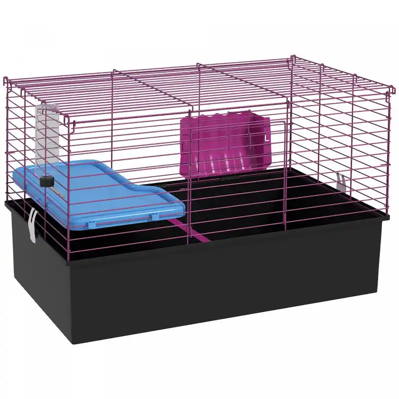 Pawhut 28 L Rabbit Cage, Large Guinea Pig Cage Small Animal Cage With Water Bottle, Food Dish, Plat