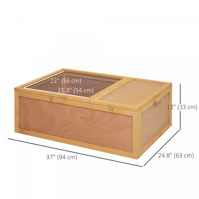 Tortoise Enclosure, Wooden Turtle Tank Reptile Terrarium With Two Room Design, For Indoor Use