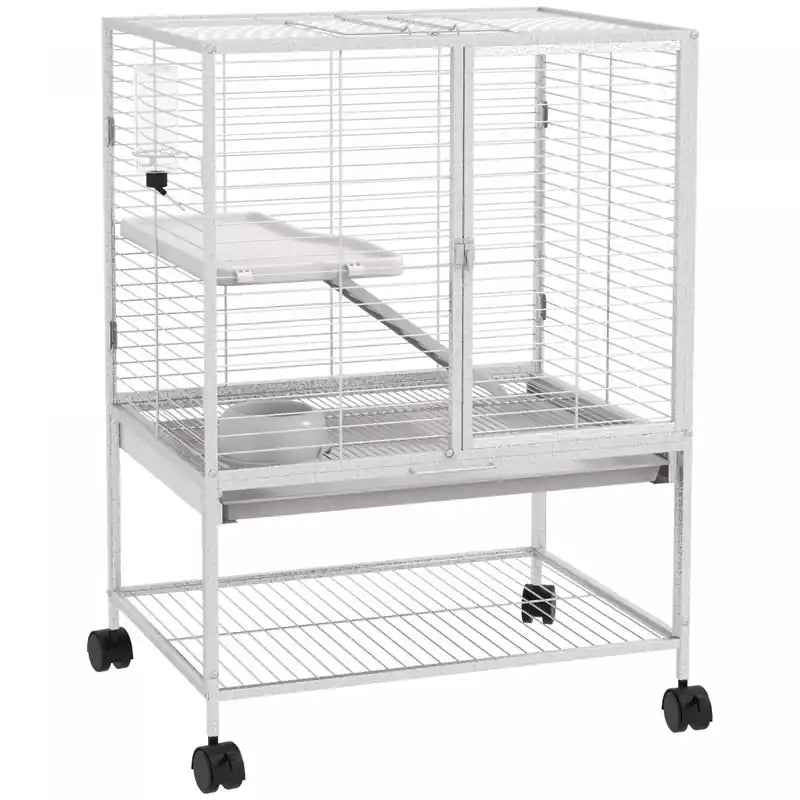 Pawhut Small Animal Cage With Wheels, Pet Playpen For Rat, Kitten, Ferrets, Chinchillas With Bottom