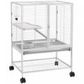 Pawhut Small Animal Cage With Wheels, Pet Playpen For Rat, Kitten, Ferrets, Chinchillas With Bottom