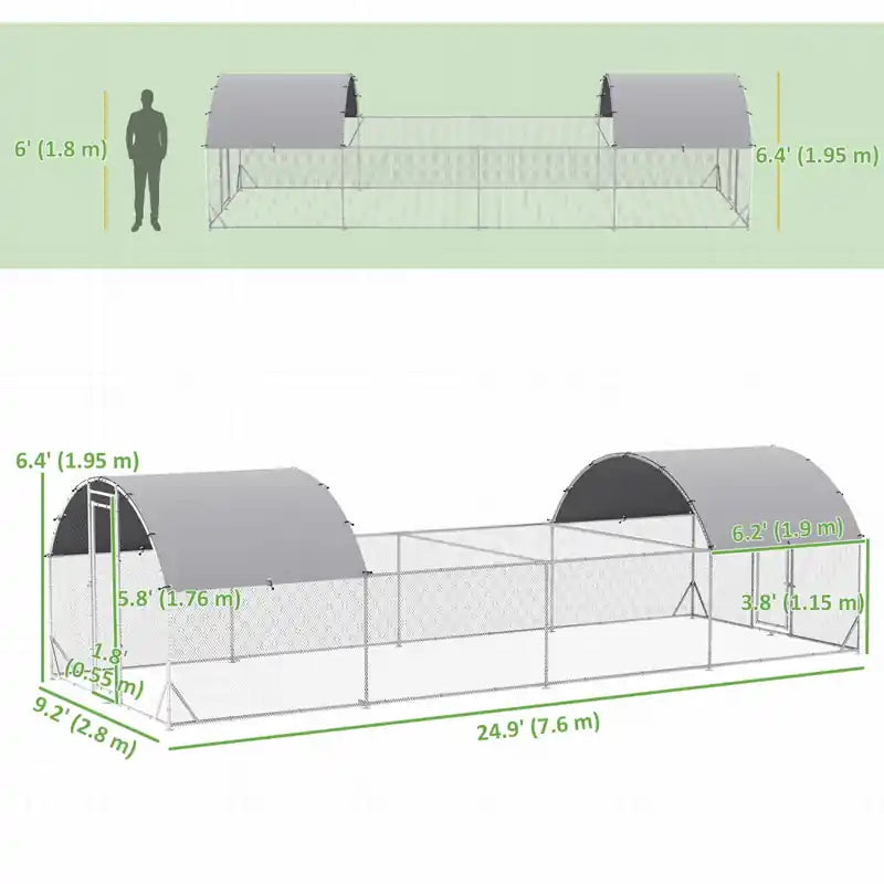 Chicken Coop, Outdoor Chicken Run Walk-in Rabbit Cage With Waterpr Waterproof And Anti-uv Cov