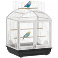 Pawhut 30 Inch Open Top Bird Cage, Steel Parrot Cage With Removable Tray, Food Container For Medium Small Bird, Finches, Cockatiel, Parakeets