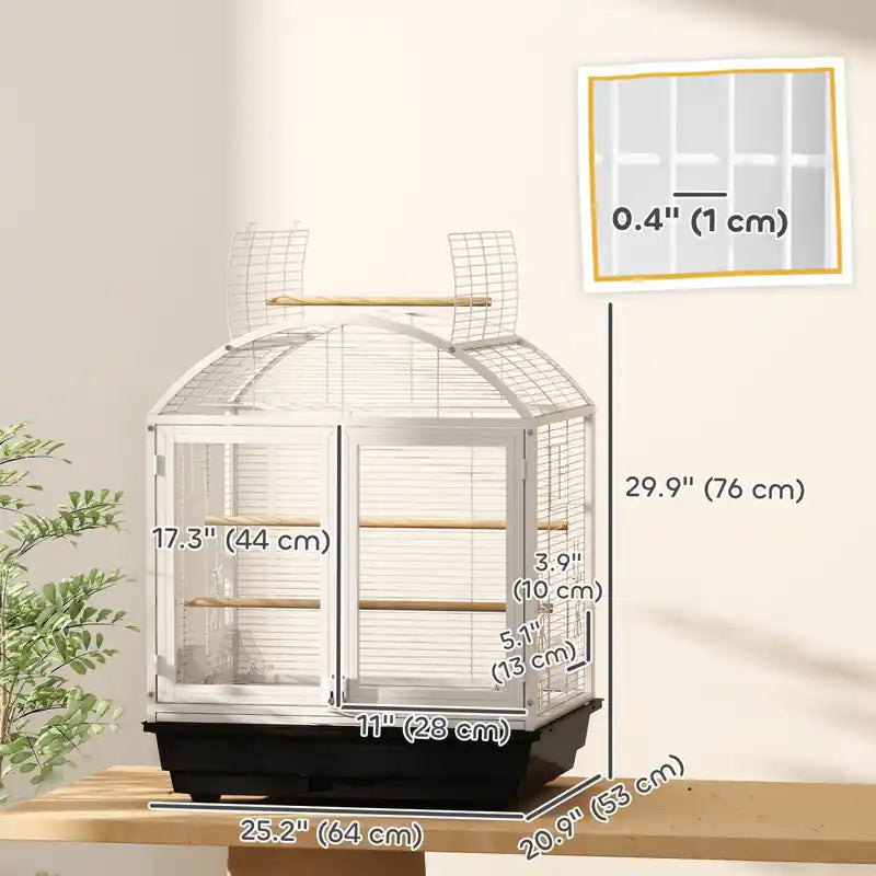 30 Inch Open Top Bird Cage, Steel Parrot Cage With Removable Tray, Food Container For Medium Small Bird, Finches, Cockatiel, Parakeets