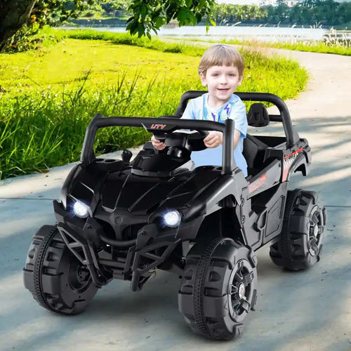 12v Kids Ride On Truck With Remote Control Slow Start Safety Belt Rear Storage Black
