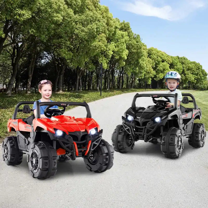 12v Kids Ride On Truck With Remote Control Slow Start Safety Belt Rear Storage Black