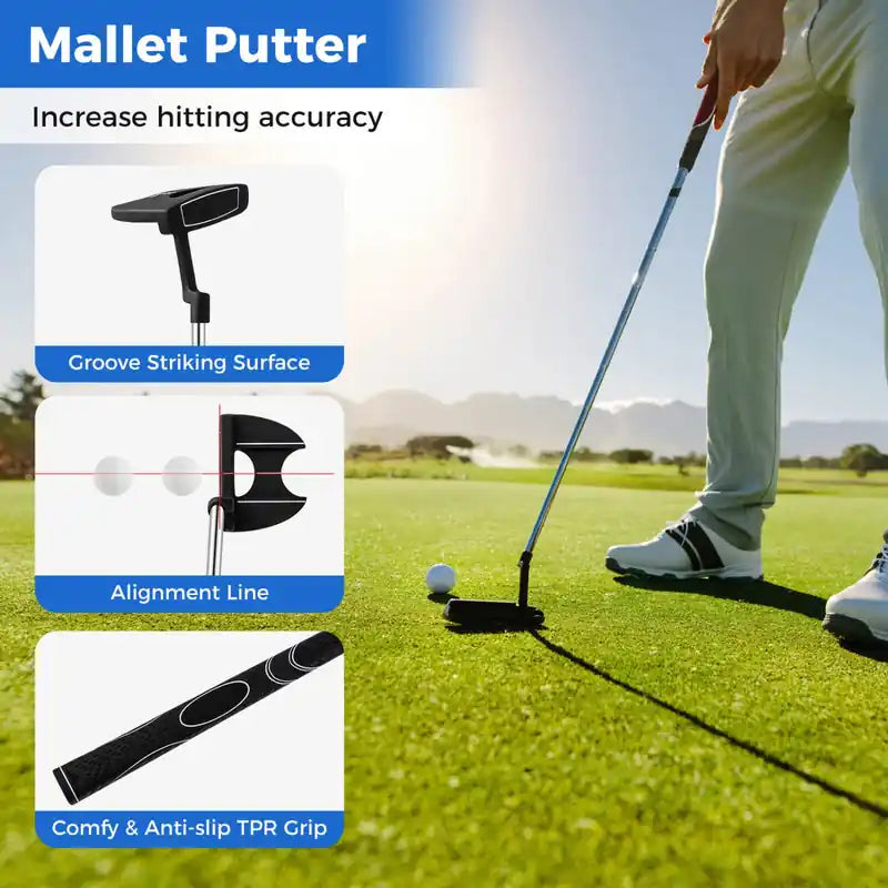 Men's Complete Golf Clubs Package Set 10 Pieces Includes Alloy Driver